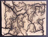 Microwave Transformer Burning Patterns Into Wood - Lichtenberg